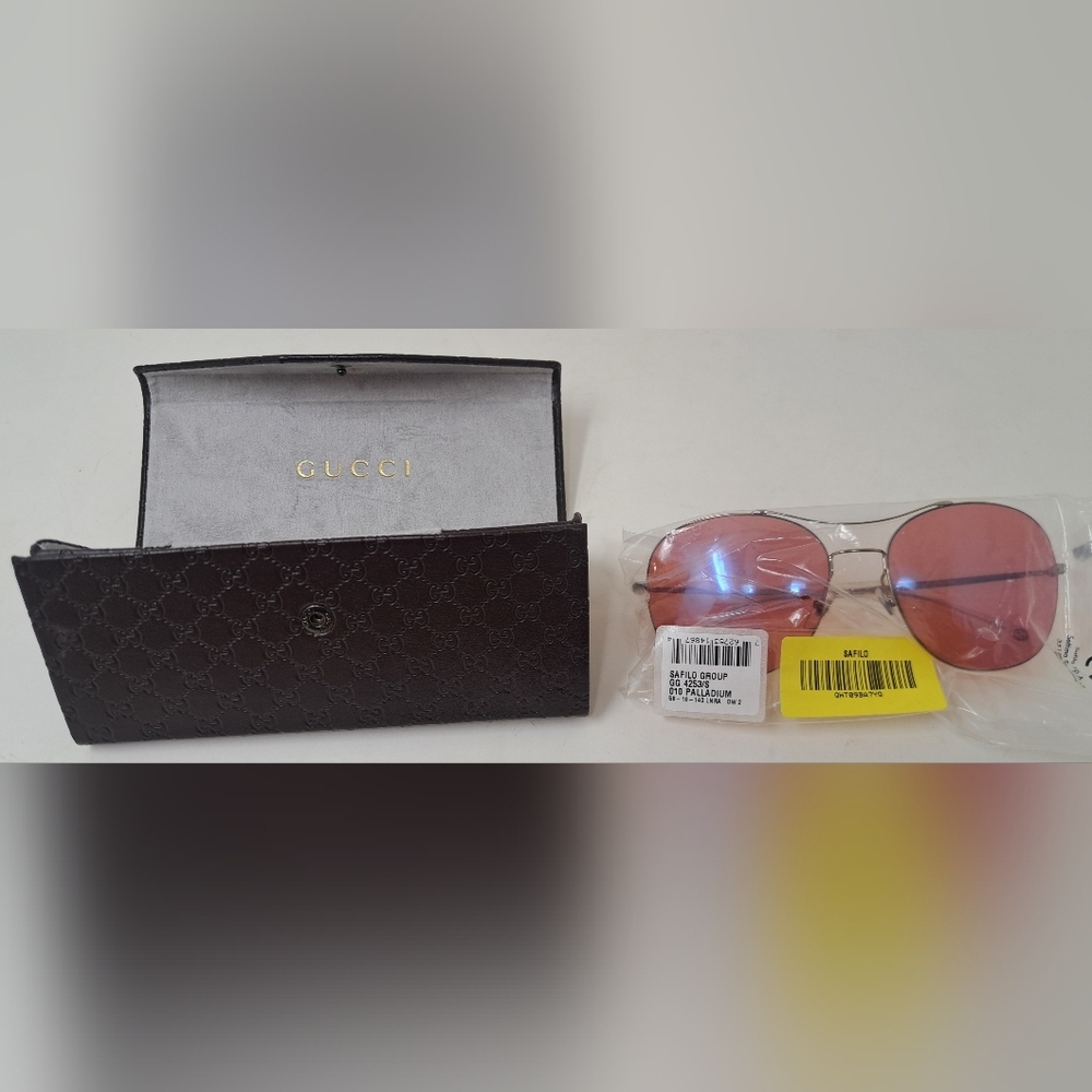 NWT Gucci Techno Ultra Light Sunglasses Metal Rose Pink Lenses GG4253S 58-16-140 - Picture 2 of 16